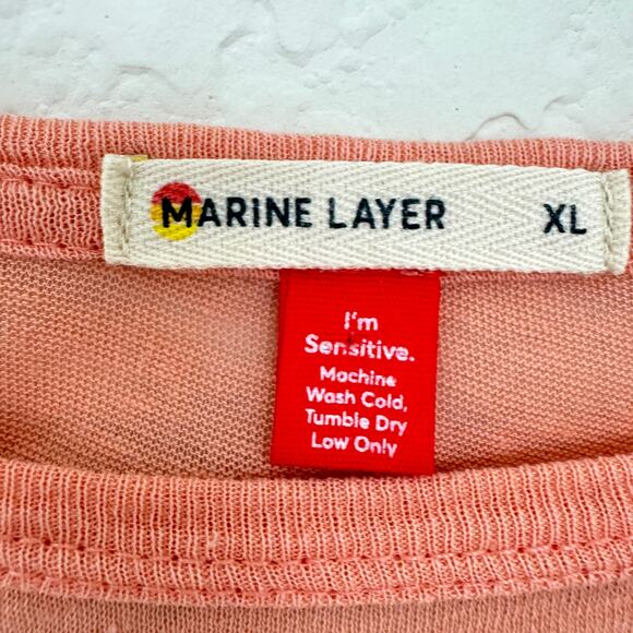 Marine Layer Womens Short Sleeve T Shirt Top Size XL Hemp Cotton Boxy Peach - Picture 2 of 5